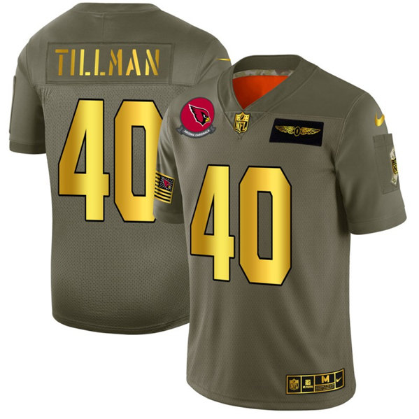 Men's Arizona Cardinals ACTIVE PLAYER Custom Olive/Gold Salute To Service Limited Stitched Jersey